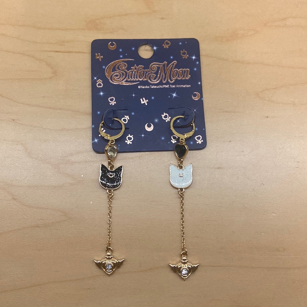 Sailor Moon Luna and Artemis Cat Earrings